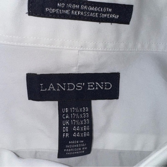 📌Lands’ End Men’s Long Sleeve Button-Down Shirt White 💯 Cotton Classic Dress XL - Picture 4 of 5
